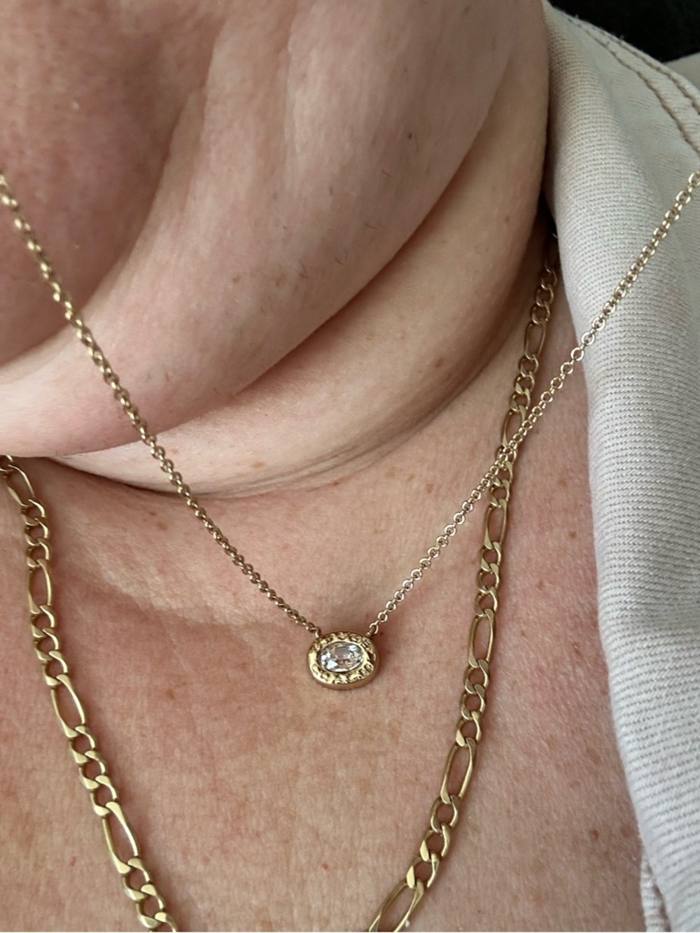 Coach Gold Pendant Necklace with Clear Stone Accent